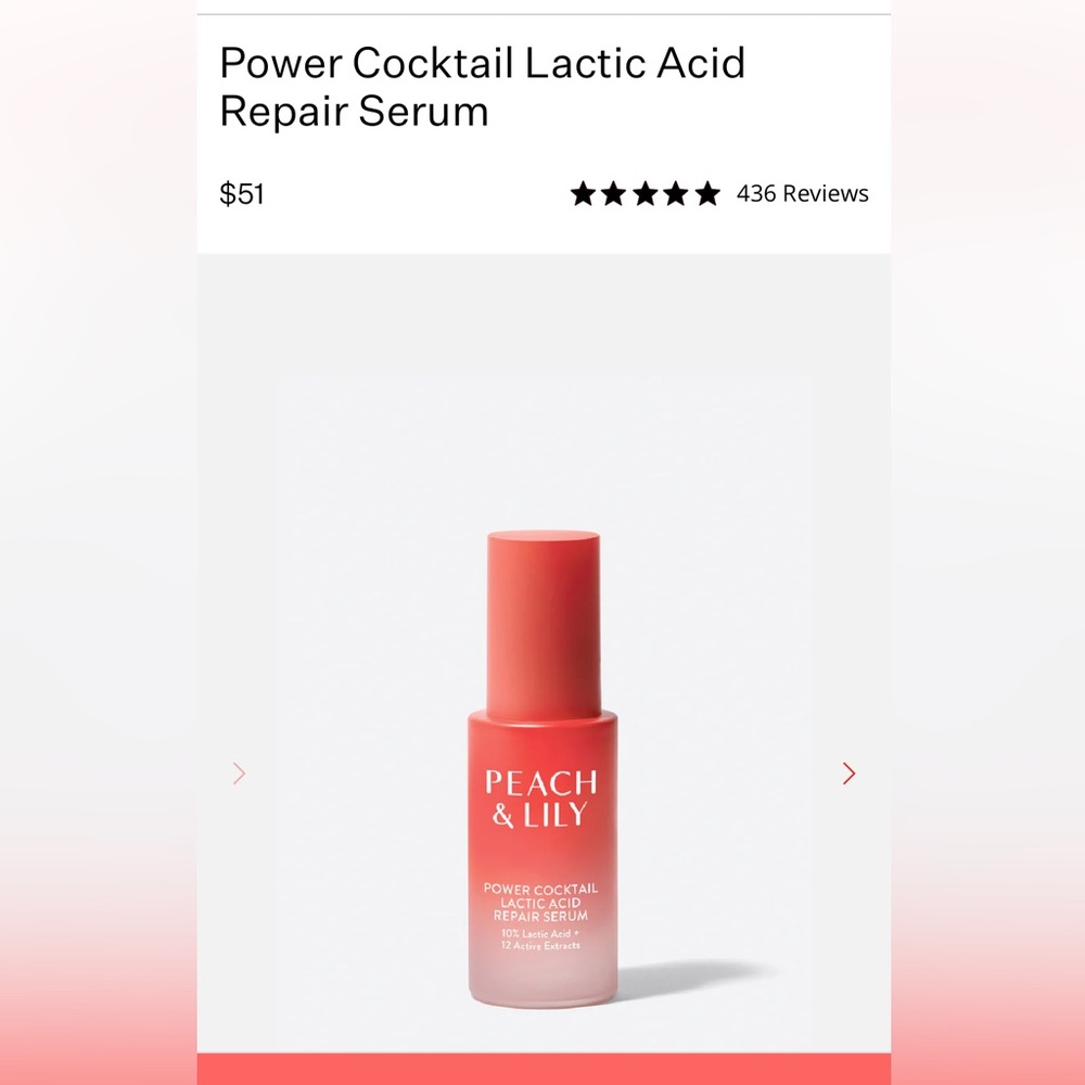 Brand New Peach & Lily Power Cocktail Lactic Acid Repair Serum